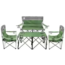 Portable Folding Camping Chair Set (4-Piece) – 1 Sofa, 2 Chairs & Table for Outdoor Family Use
