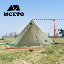 Large Pyramid Camping Tent Set – 3-4 Person, 4-Season Rainproof Tipi Shelter with Awning