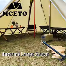 Large Pyramid Camping Tent Set – 3-4 Person, 4-Season Rainproof Tipi Shelter with Awning
