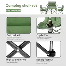 Portable Folding Camping Chair Set (4-Piece) – 1 Sofa, 2 Chairs & Table for Outdoor Family Use