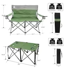 Portable Folding Camping Chair Set (4-Piece) – 1 Sofa, 2 Chairs & Table for Outdoor Family Use